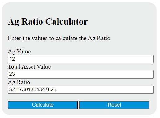 Ag ratio calculator