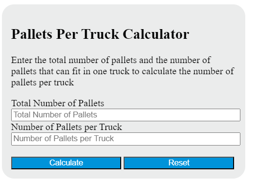 pallets per truck calculator