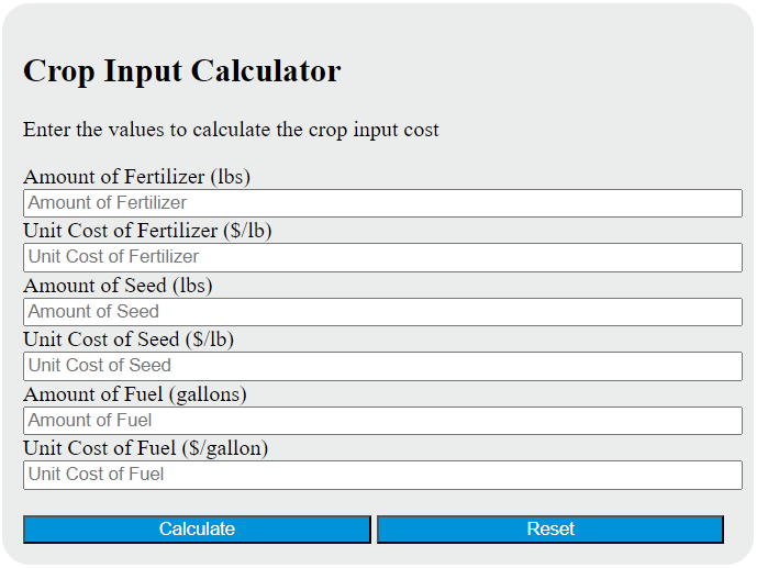 crop input calculator
