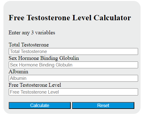 free testosterone level calculator
