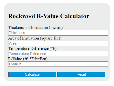 rockwool r-value calculator