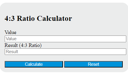 4:3 ratio calculator