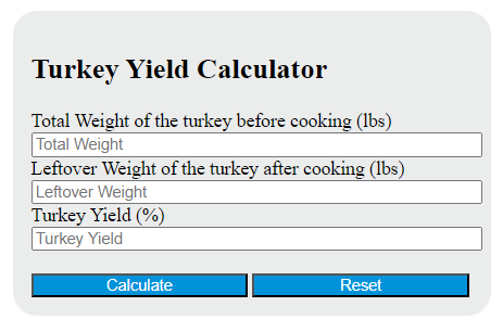 turkey yield calculator