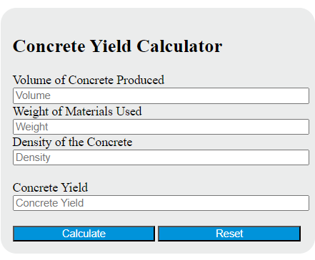 concrete yield calculator