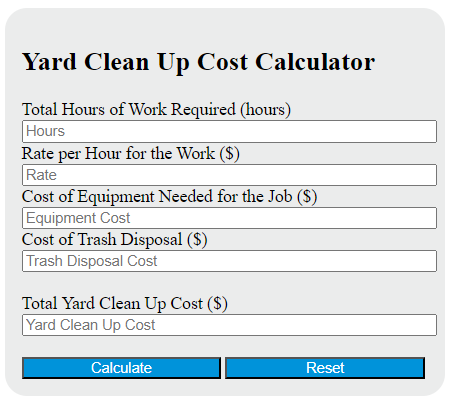 yard clean up cost calculator