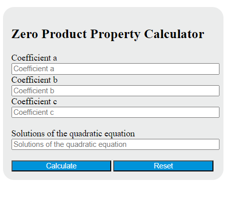 zero product property calculator