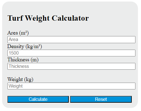 turf weight calculator