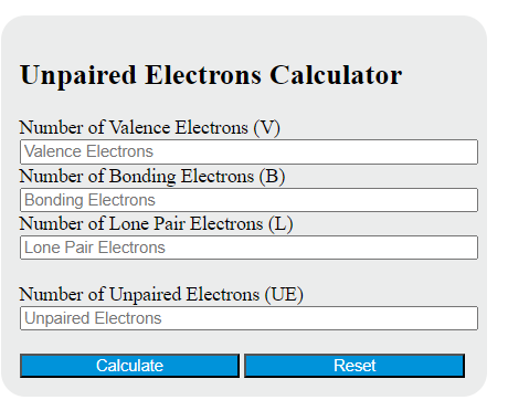 unpaired electrons calculator