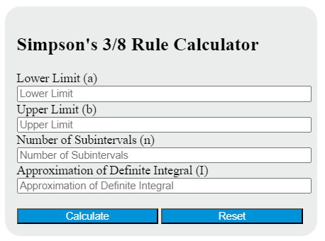 Simpson's 3/8 rule calculator