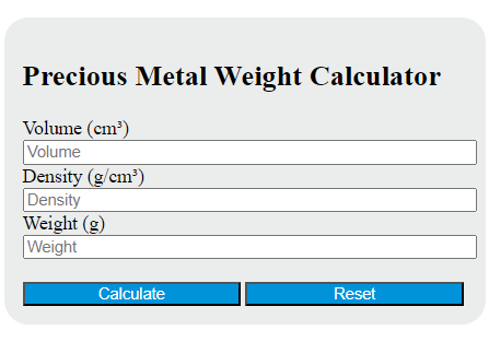 precious metal weight calculator