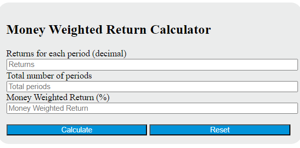 money weighted return calculator