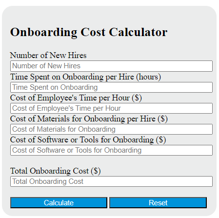 onboarding cost calculator