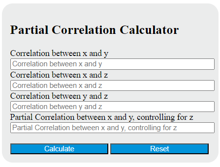 partial correlation calculator