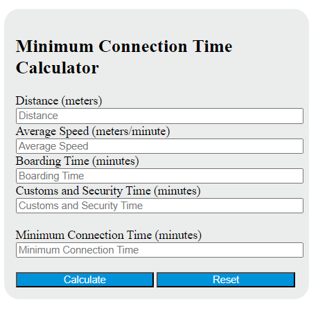 minimum connection time calculator