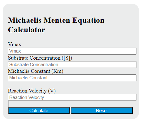 michaelis menten equation calculator