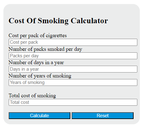cost of smoking calculator