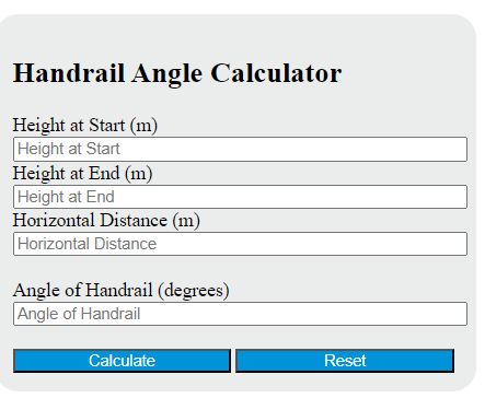 handrail angle calculator