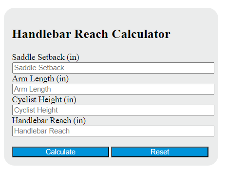 handlebar reach calculator