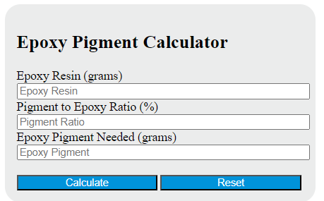 epoxy pigment calculator