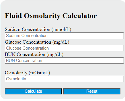 fluid osmolarity calculator