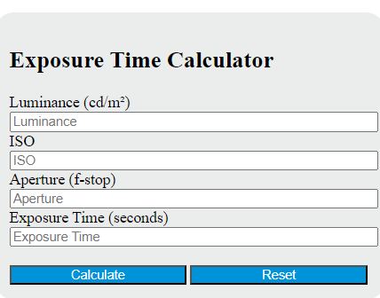 exposure time calculator