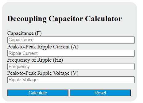 decoupling capacitor calculator