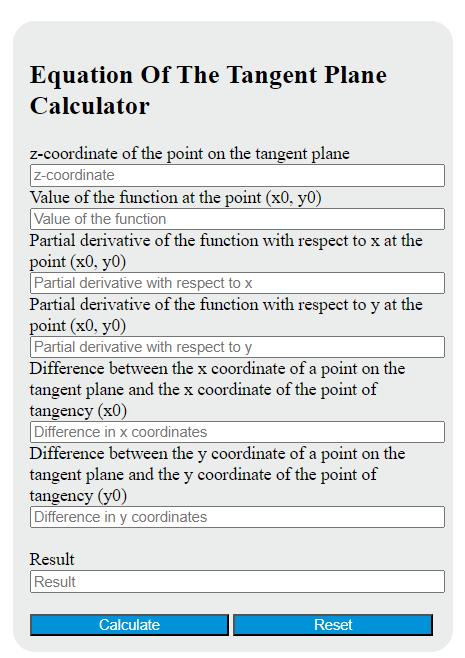 equation of the tangent plane calculator