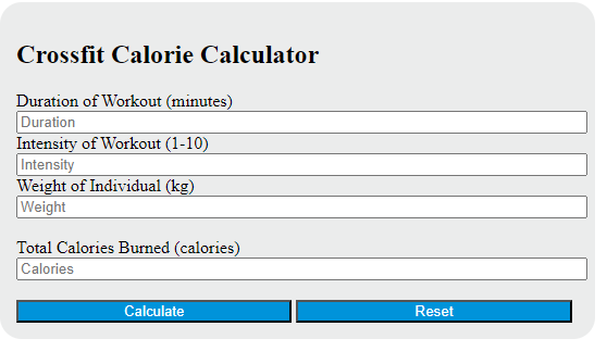 crossfit calorie calculator