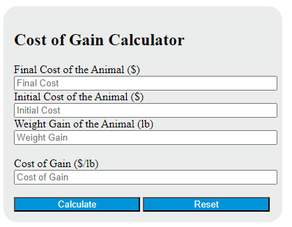 cost of gain calculator