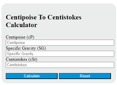 centipoise to centistokes calculator