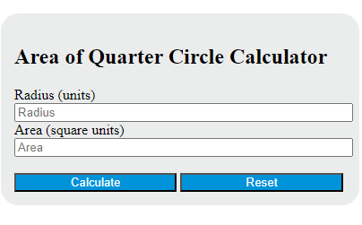 area of quarter circle calculator