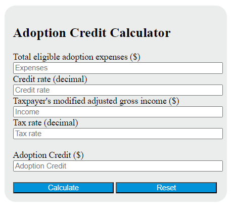 adoption credit calculator