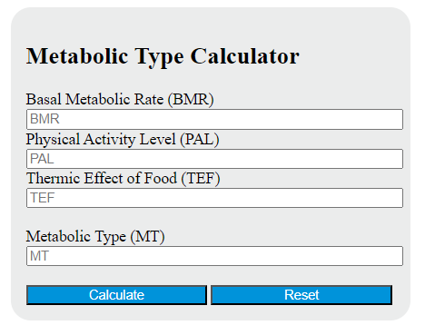 metabolic type calculator