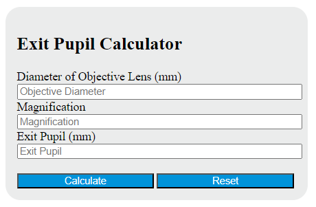 exit pupil calculator