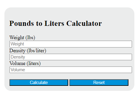pounds per liters calculator
