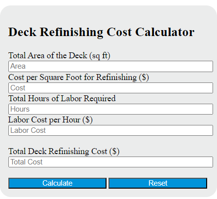 deck refinishing cost calculator