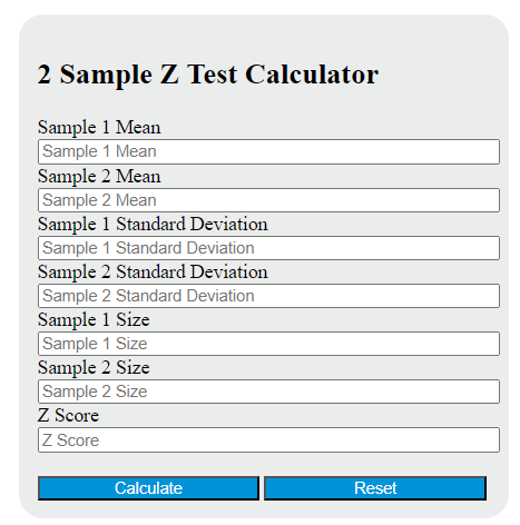 2 sample z test calculator