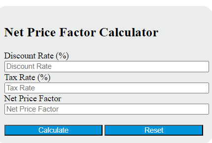 net price factor calculator
