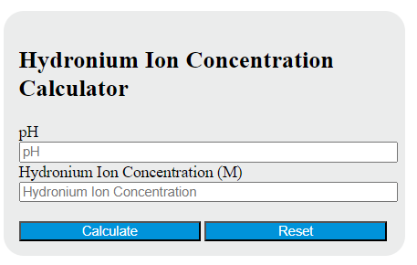 hydronium ion concentration calculator
