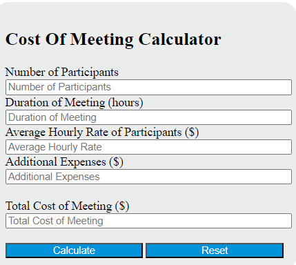 cost of meeting calculator