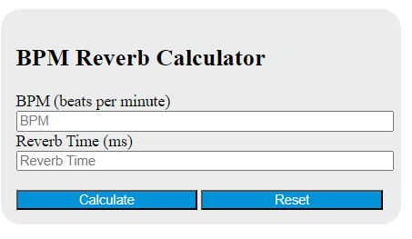 bpm reverb calculator