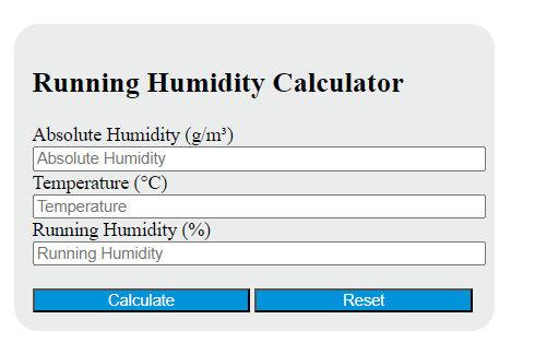 running humidity calculator