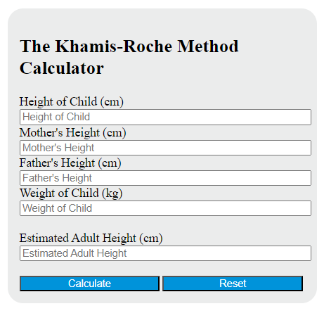 khamis-roche method calculator