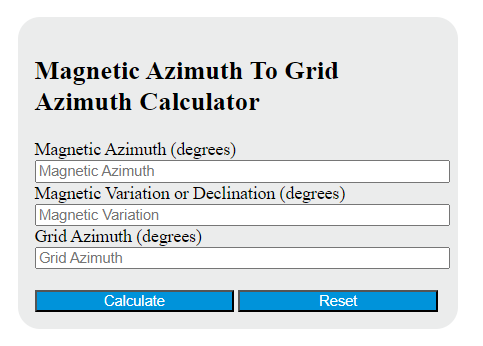 magnetic to grid azimuth calculator