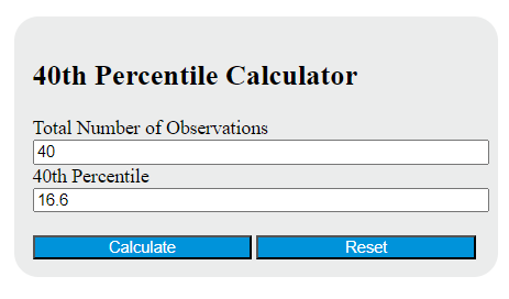 40th percentile calculator