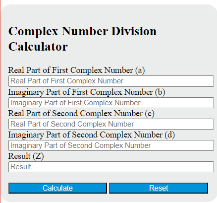 complex number division calculator