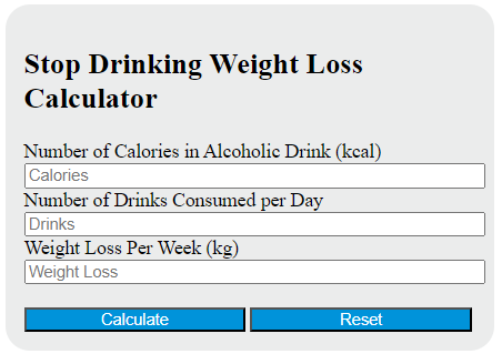 stop drinking weight loss calculator
