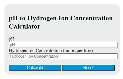 pH to hydrogen ion concentration calculator