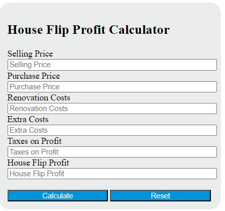 house flip profit calculator