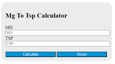 mg to tsp calculator